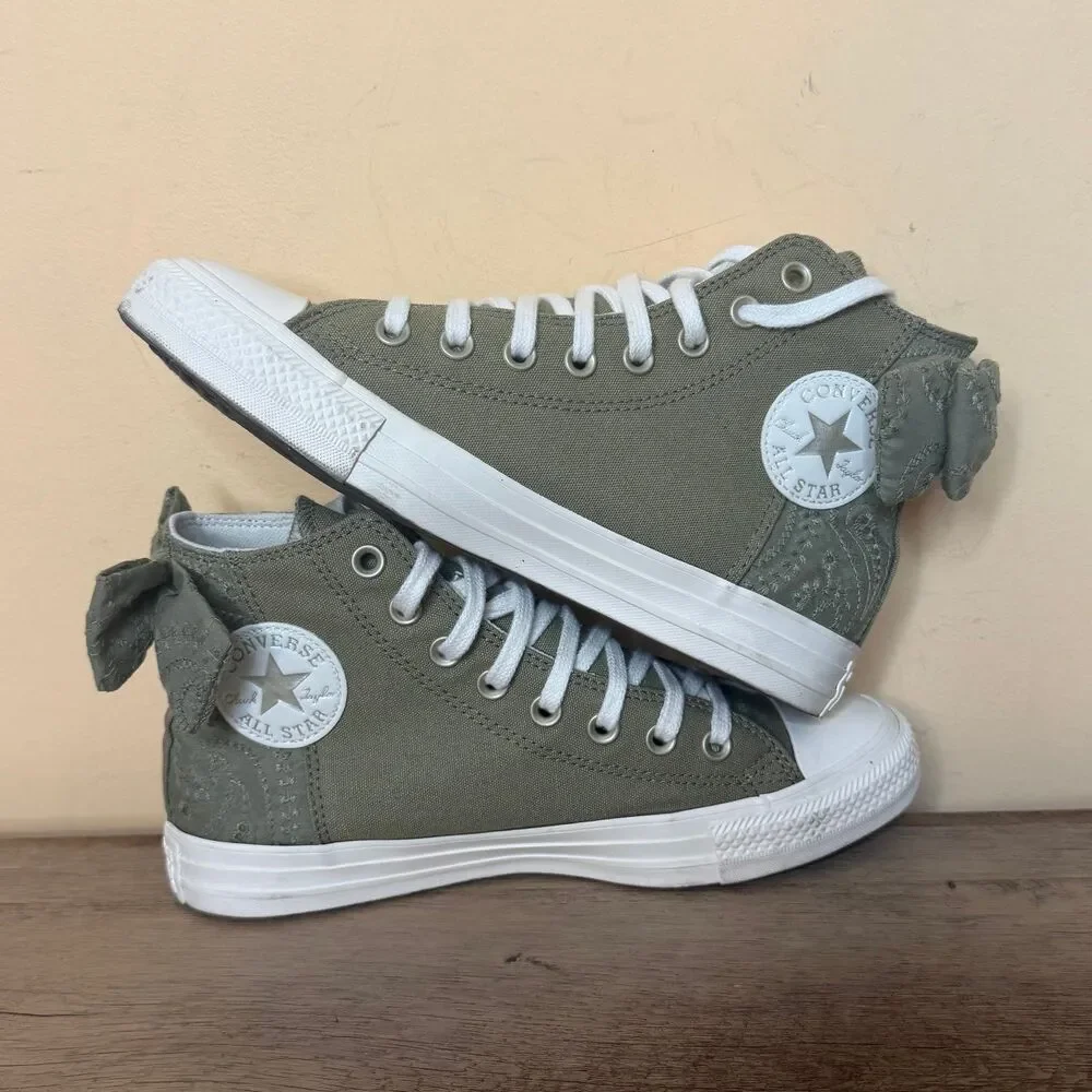 Converse Chuck Taylor All Star Lift High Bow shoes size 8.5 Mossy Sloth Green - Picture 3 of 8
